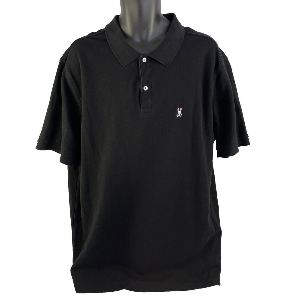 Mens Psycho Bunny Short Sleeve Polo Shirt Size 2XLT Black Pima Cotton Golf - Picture 6 of 7